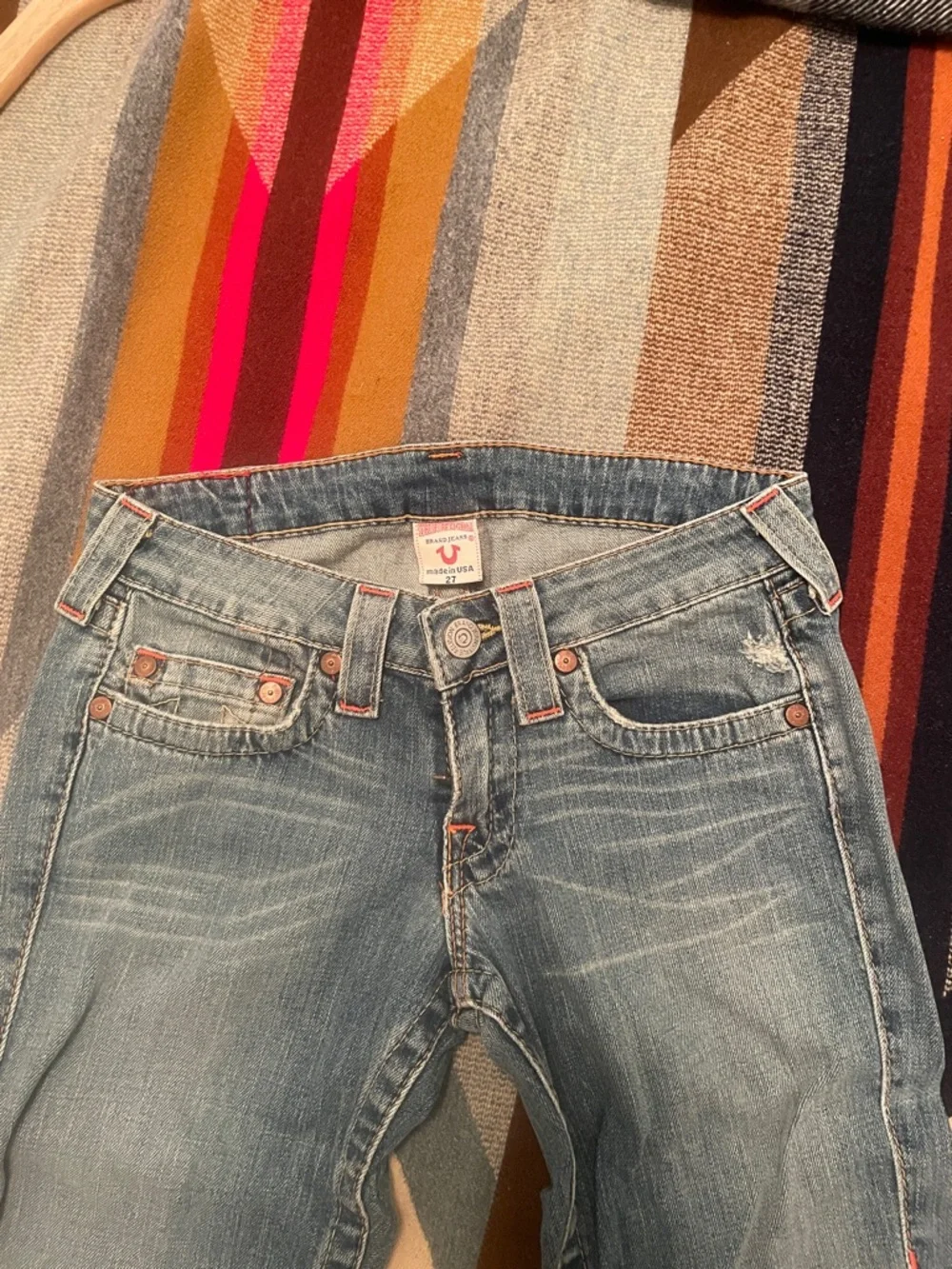 Vintage True Religion Faded Flare Blue Low-Rise Denim Jeans - Picture 2 of 6